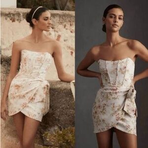 V. Chapman Nasturtium Linen Floral Mini Dress Car… - image 1